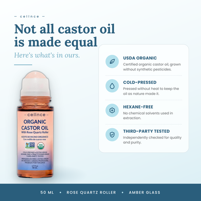 Cellnce Organic Golden Castor Oil Roll-On | Cold-Pressed and Hexane-Free