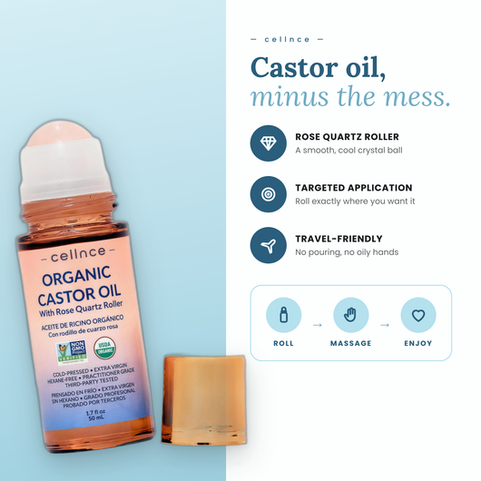 Cellnce Organic Golden Castor Oil Roll-On | Cold-Pressed and Hexane-Free